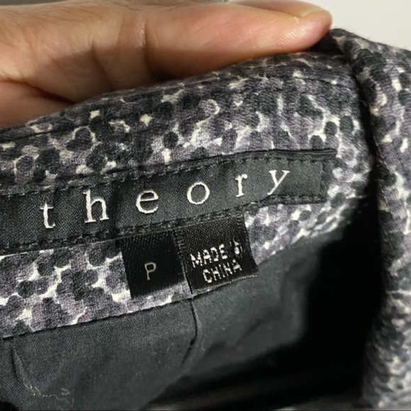 Theory Women's Destana Tweedy Charcoal Longline Button Coat - Picture 3 of 8